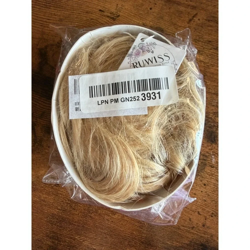 Messy Bun Hair Piece Claw Clip In Human Hair Extension Highlighted Mixed Blonde